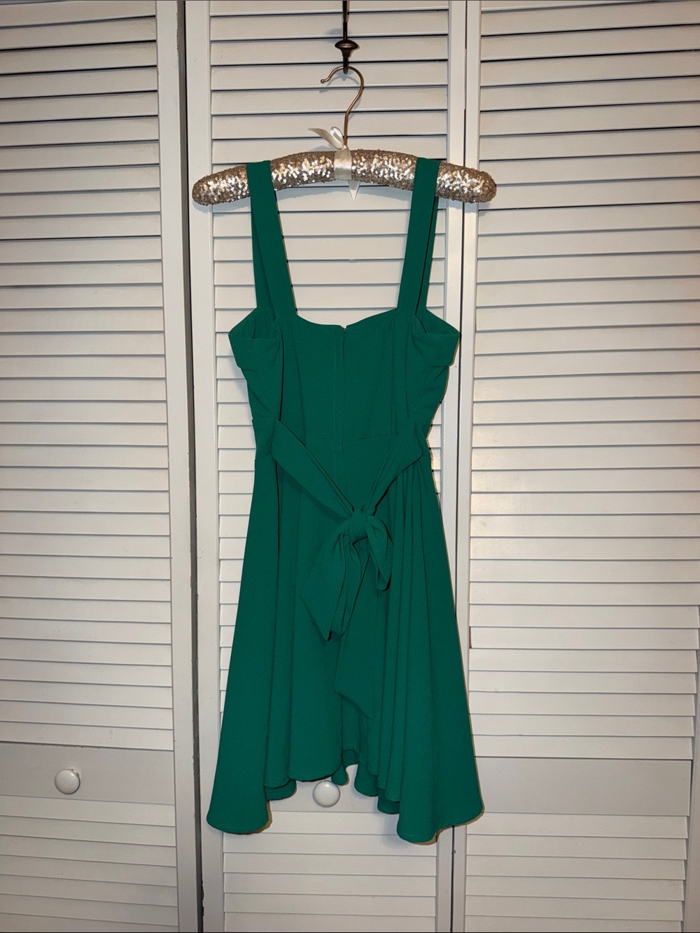Sleeveless Green Fit-and-Flare Dress - Picture 3 of 3